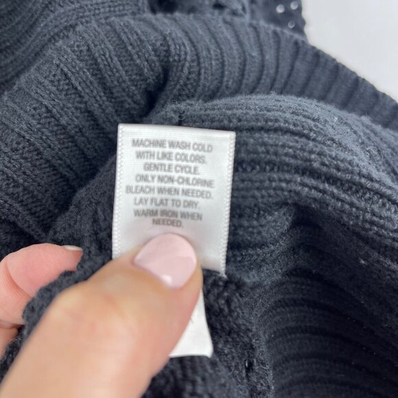 Converse One Star Black Open Knit Waterfall Cardigan Size X Large - Picture 8 of 14